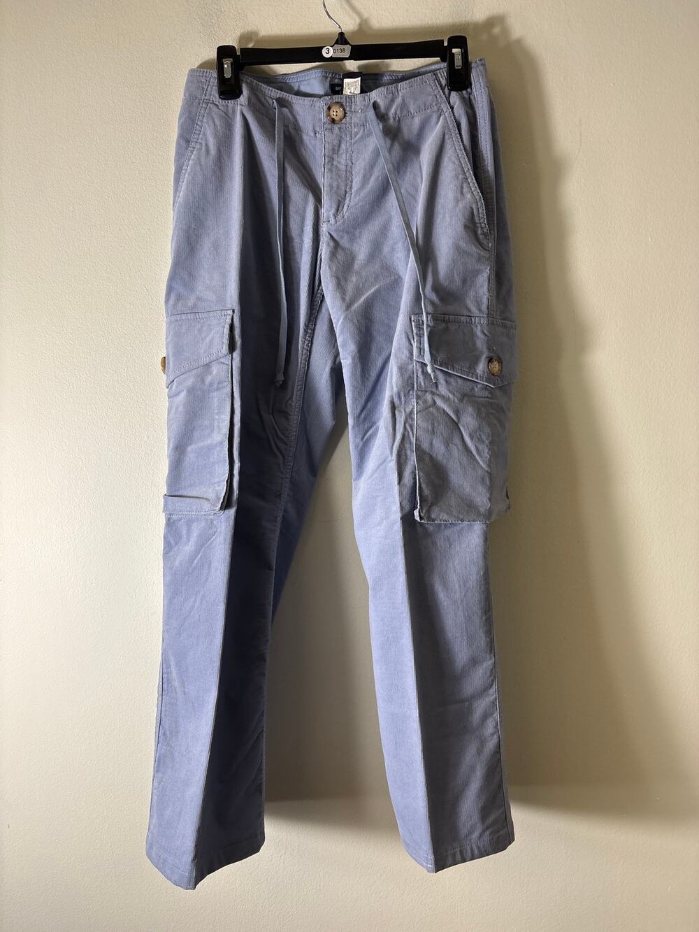 Gap Light Blue Drawstring Cargo Cord Pant Sz 4